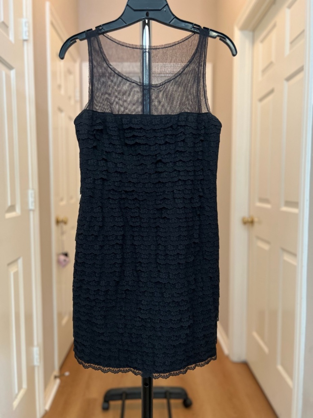 BCBGMaxAzria Black Sleeveless Lace-Overlay Mini Dress (Graduation, Wedding guest